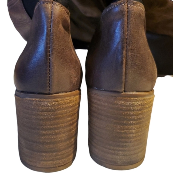 Free People Landry Taupe Brown Leather Tall Knee Boots | Stretch Back | MTNG - Picture 12 of 13